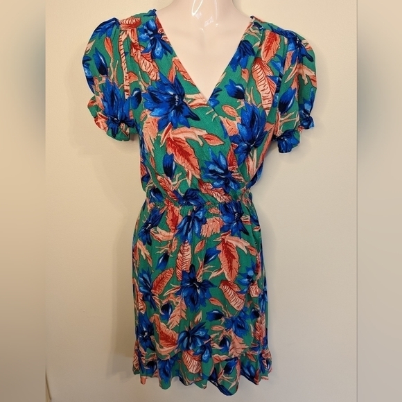 ZARA tropical floral print wrap dress xs - Picture 5 of 16